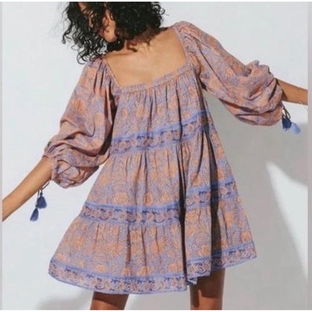 Cleobella Organic Cotton Hattie Vine Block Boho Mini Dress Extra Small